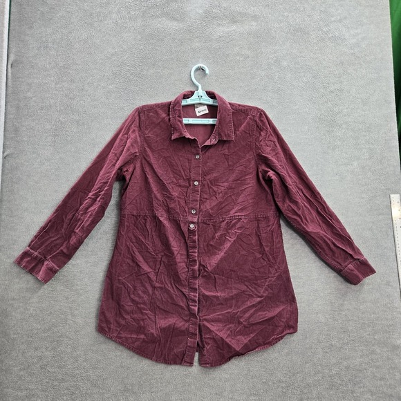 J. Jill Tops - J Jill Women Button Up Shirt M Red Corduroy Collared Front